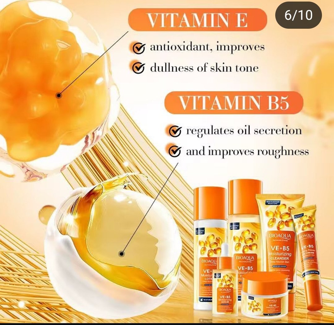 Kit VitaminaE+B5💊 - Caja De Lujo Bioaqua x6 Productos - Una Piel Visiblemente más Joven 💖