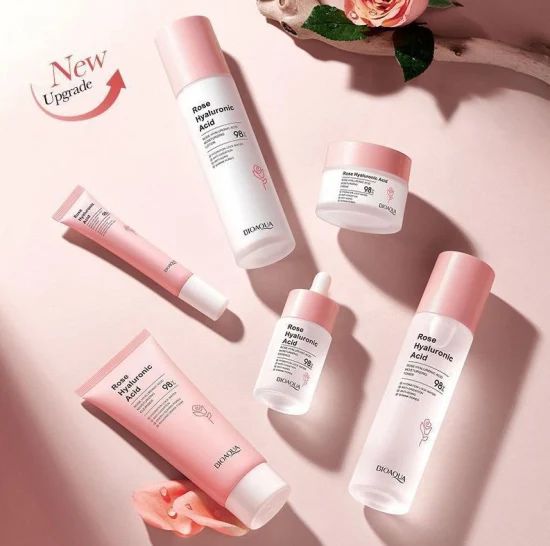 Kit Rosas Y Ácido Bioaqua🌸- Rejuvenece Hidratante - Caja De Lujo x6 Productos – Cuidado Facial – SkinCare