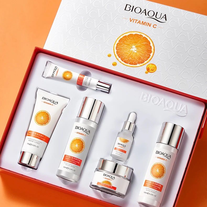 Kit Vitamina C Bioaqua ®️🍊- Aclarante Reafirmante - Caja De Lujo x6 Productos - Cuidado Facial - SkinCare