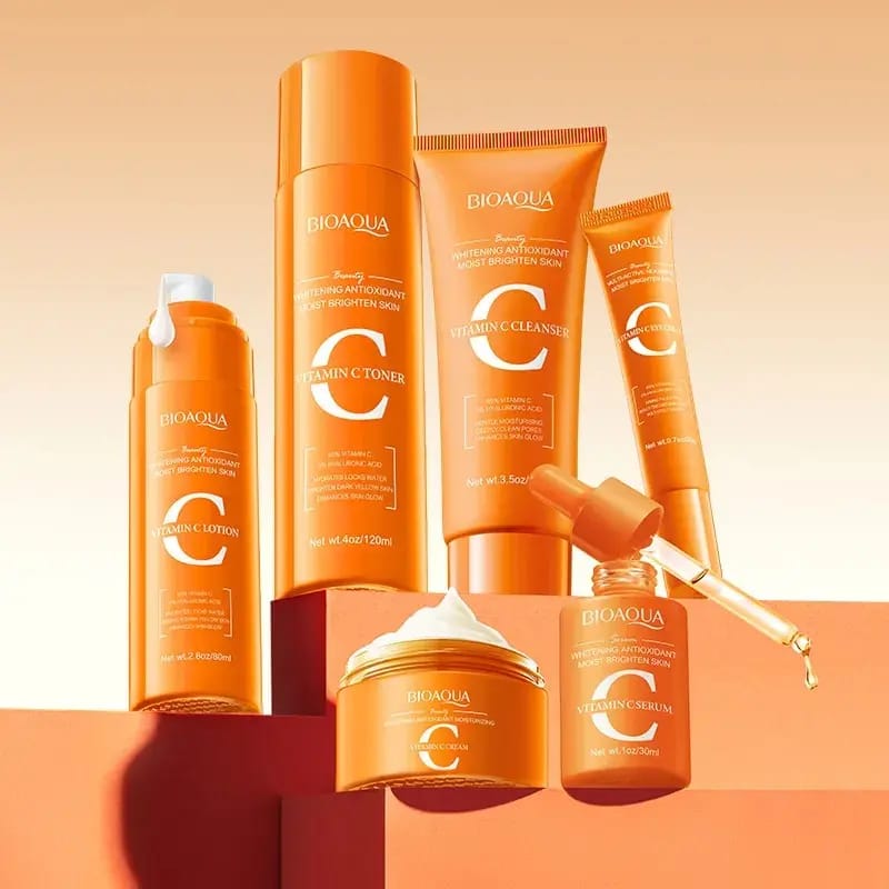 New Kit Vitamina C Bioaqua ®️🍊- Aclarante Reafirmante - Caja De Lujo x6 Productos - Cuidado Facial - SkinCare