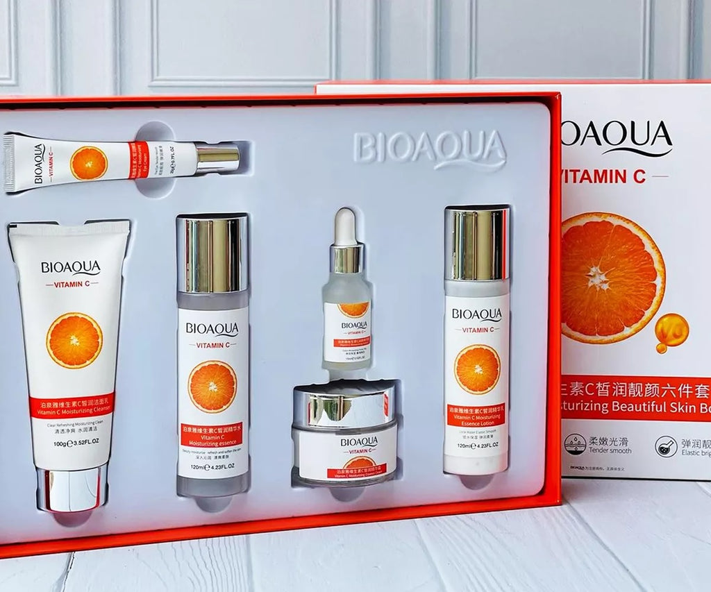Kit Vitamina C Bioaqua ®️🍊- Aclarante Reafirmante - Caja De Lujo x6 Productos - Cuidado Facial - SkinCare