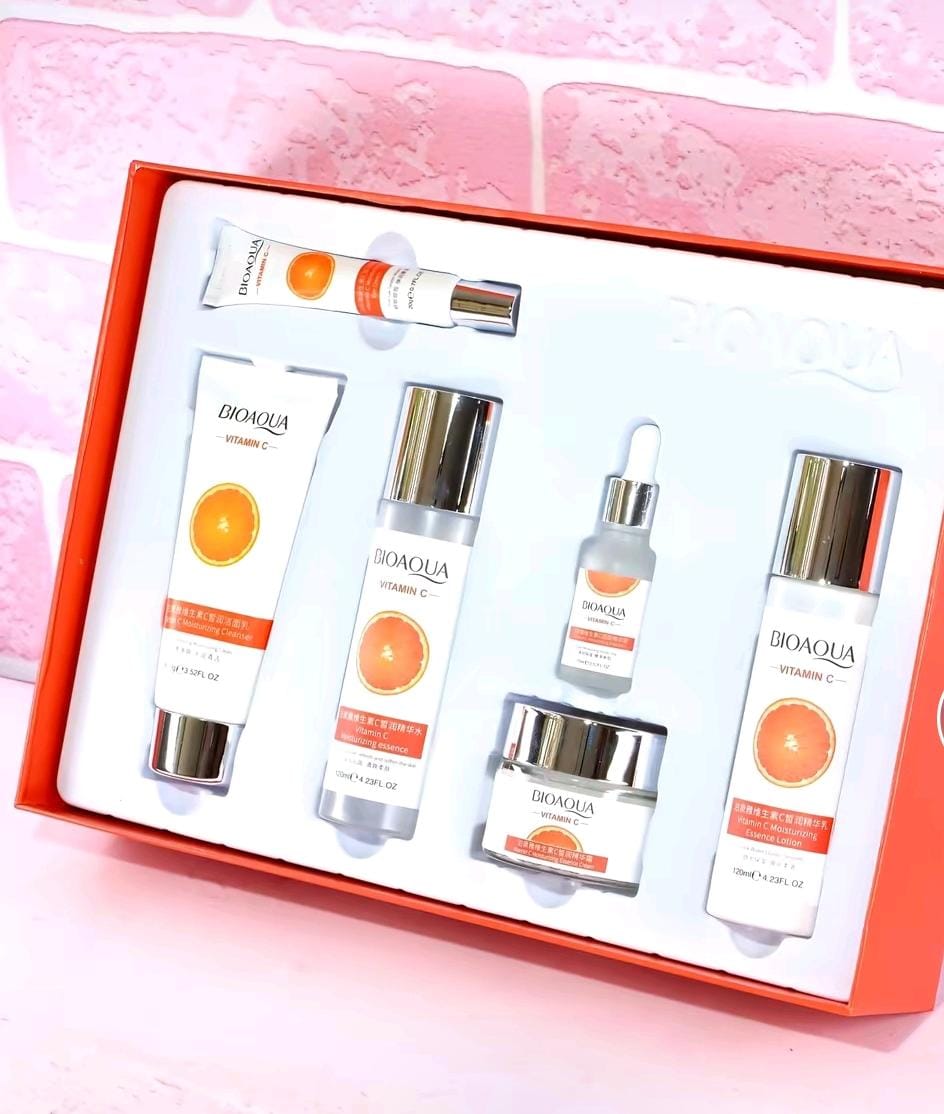 Kit Vitamina C Bioaqua ®️🍊- Aclarante Reafirmante - Caja De Lujo x6 Productos - Cuidado Facial - SkinCare