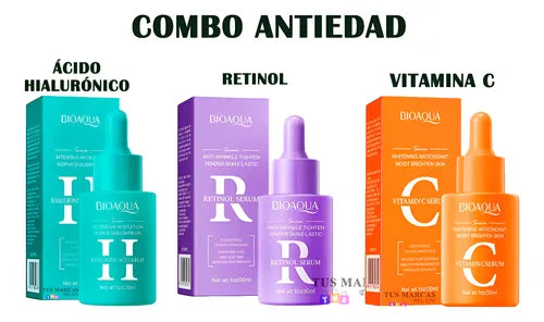 Kit Antiedad Bioaqua – Retinol, Vitamina C y Ácido Hialurónico