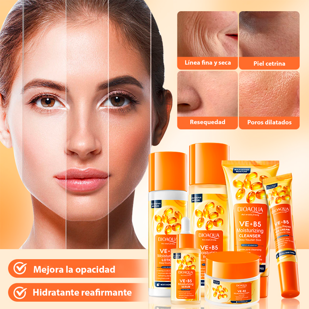Kit VitaminaE+B5💊 - Caja De Lujo Bioaqua x6 Productos - Una Piel Visiblemente más Joven 💖