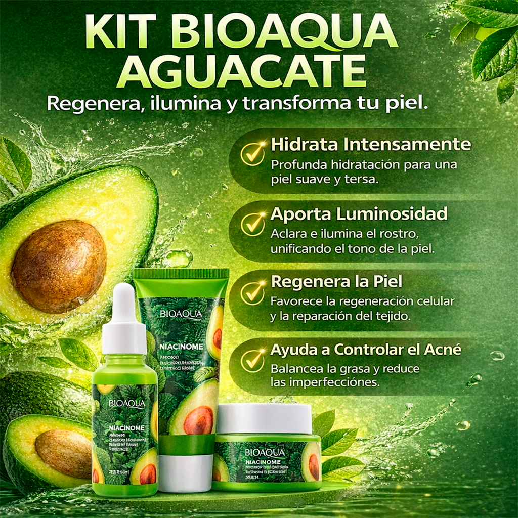 Kit Aguacate Bioaqua🥑- Caja De Lujo x6 Productos - Piel Radiante Todos los Días 🥑✨