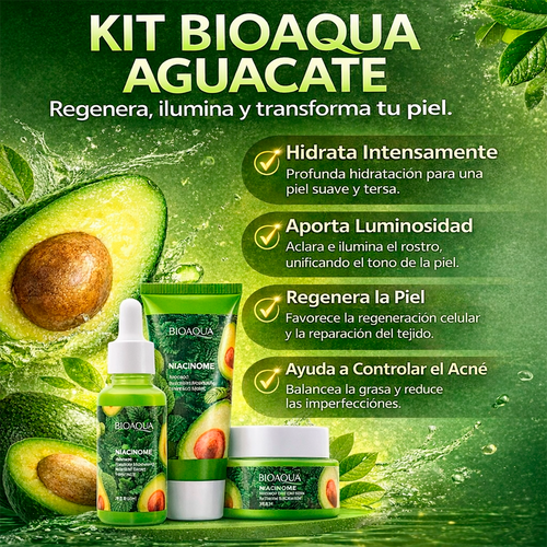 Kit Aguacate Bioaqua🥑- Caja De Lujo x6 Productos - Piel Radiante Todos los Días 🥑✨