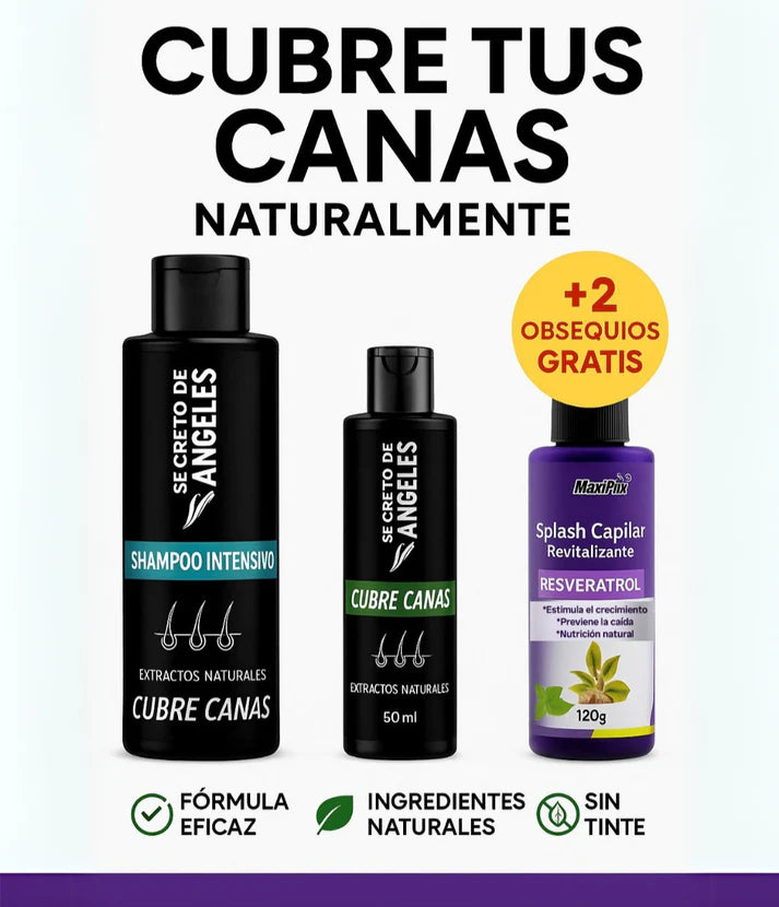 Kit Cubre-Canas Secreto de Angeles🪽 – Color, Fuerza y Revitalización Capilar 3-en-1🌿✨