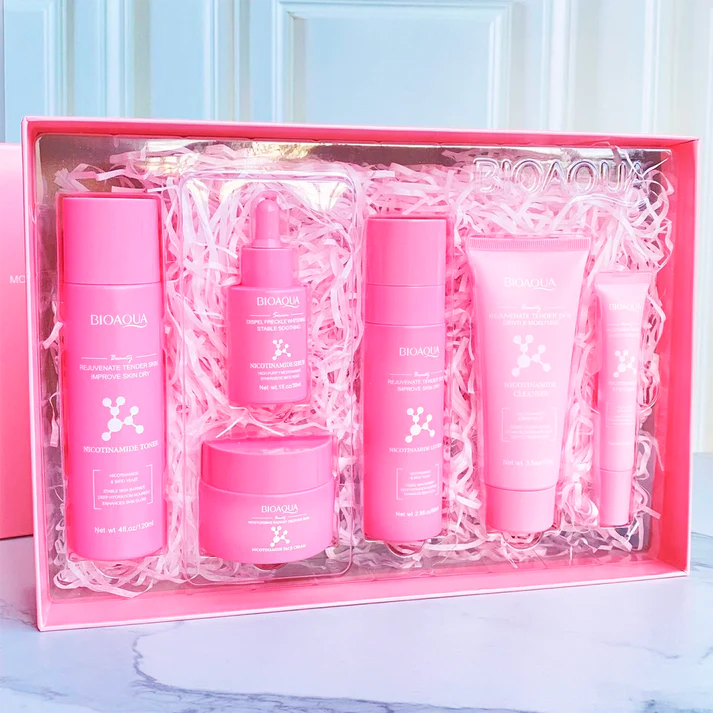 Kit Nicotinamida🧬- Aclarante Reparador - Caja De Lujo Bioaqua x6 Productos – Cuidado Facial – SkinCare