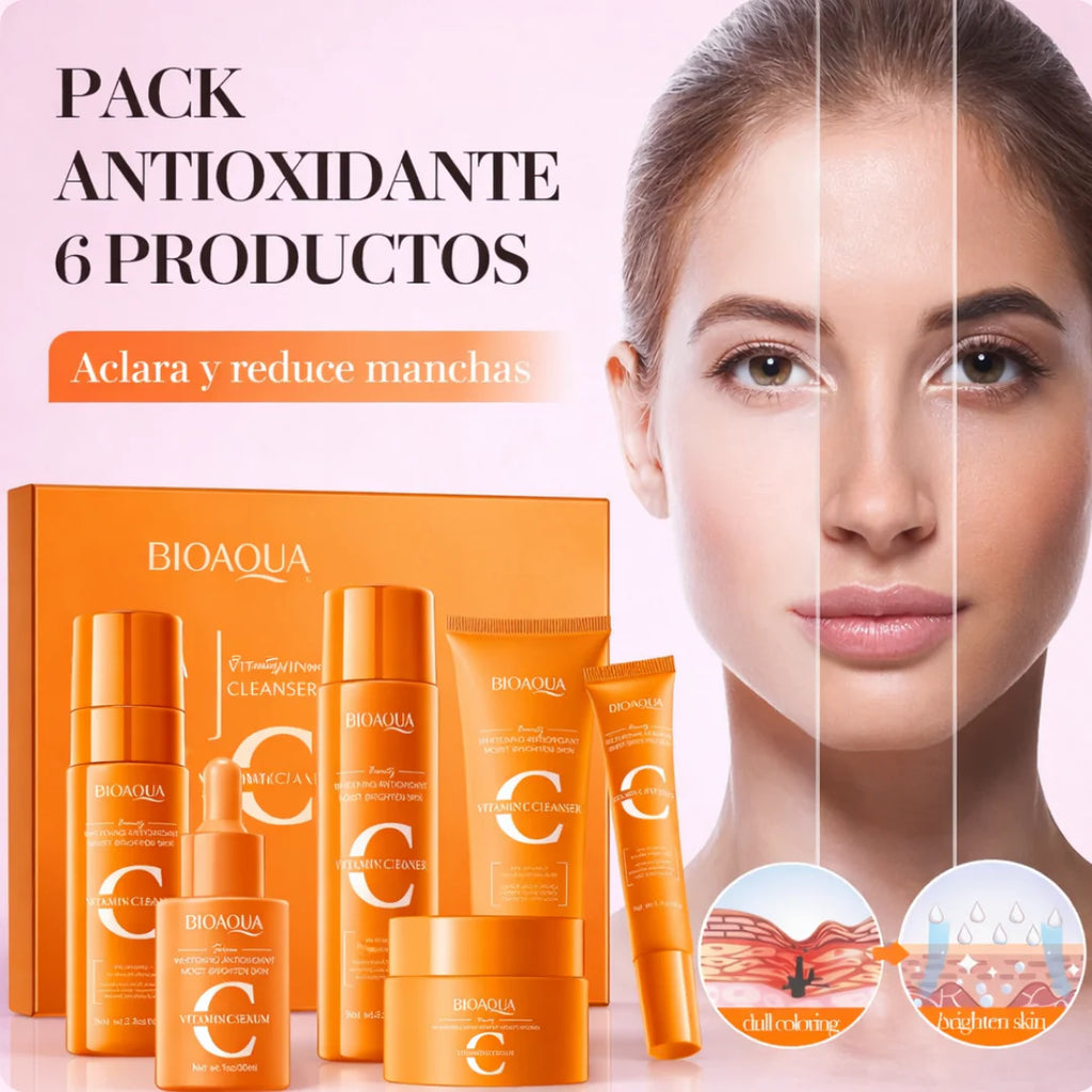 New Kit Vitamina C Bioaqua ®️🍊- Aclarante Reafirmante - Caja De Lujo x6 Productos - Cuidado Facial - SkinCare