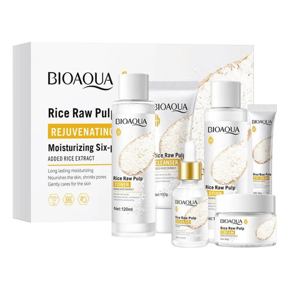 Kit De Arroz Bioaqua Antioxidante Rejuvenece Hidratante 🍚– Caja De Lujo x6 Productos – Cuidado Facial – SkinCare