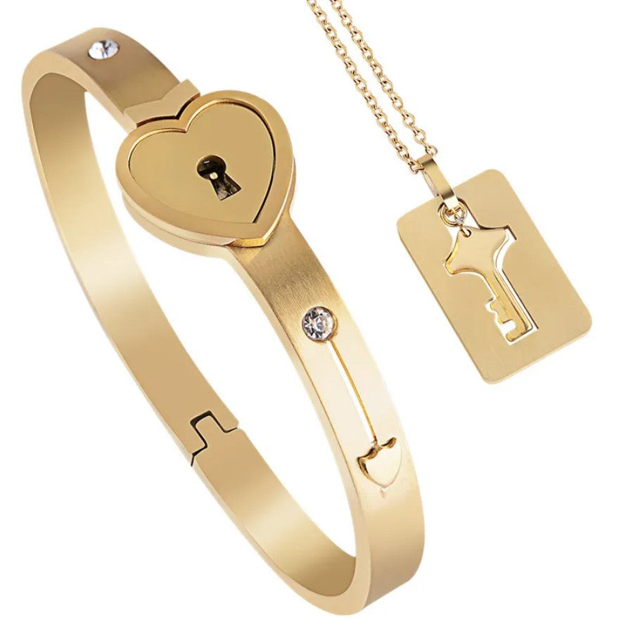 Pulsera Candado🔒 + Collar Amor Candado Llave🗝️ + CAJAREGAL🎁