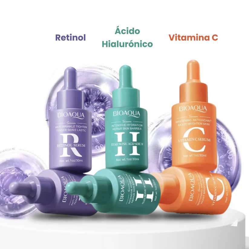 Kit Antiedad Bioaqua – Retinol, Vitamina C y Ácido Hialurónico
