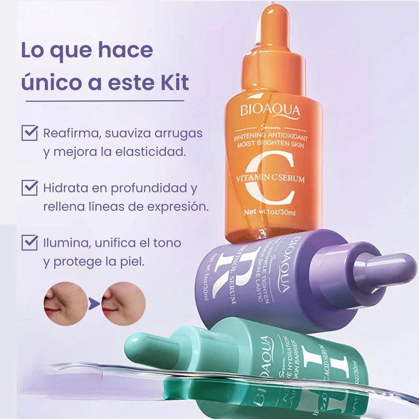 Kit Antiedad Bioaqua – Retinol, Vitamina C y Ácido Hialurónico
