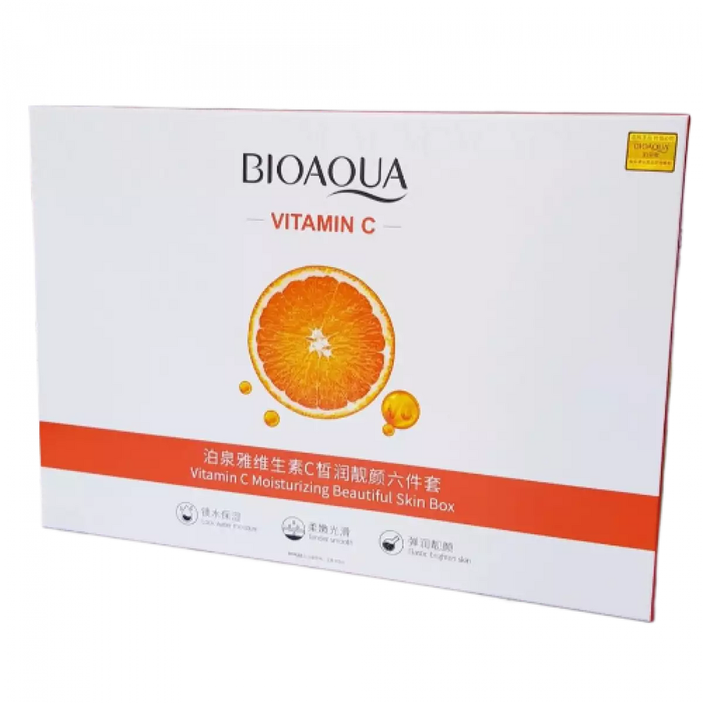 Kit Vitamina C Bioaqua ®️🍊- Aclarante Reafirmante - Caja De Lujo x6 Productos - Cuidado Facial - SkinCare