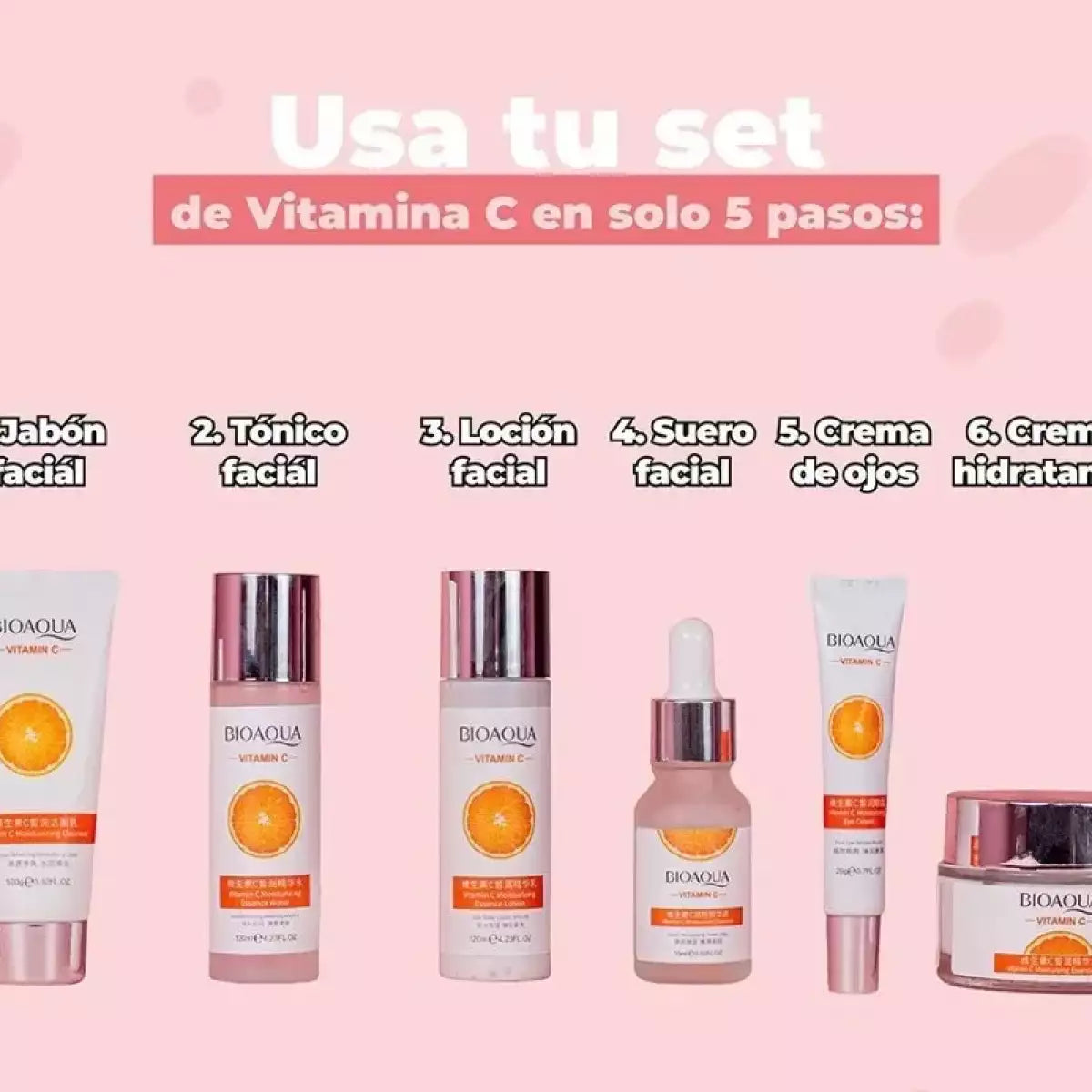 Kit Vitamina C Bioaqua ®️🍊- Aclarante Reafirmante - Caja De Lujo x6 Productos - Cuidado Facial - SkinCare
