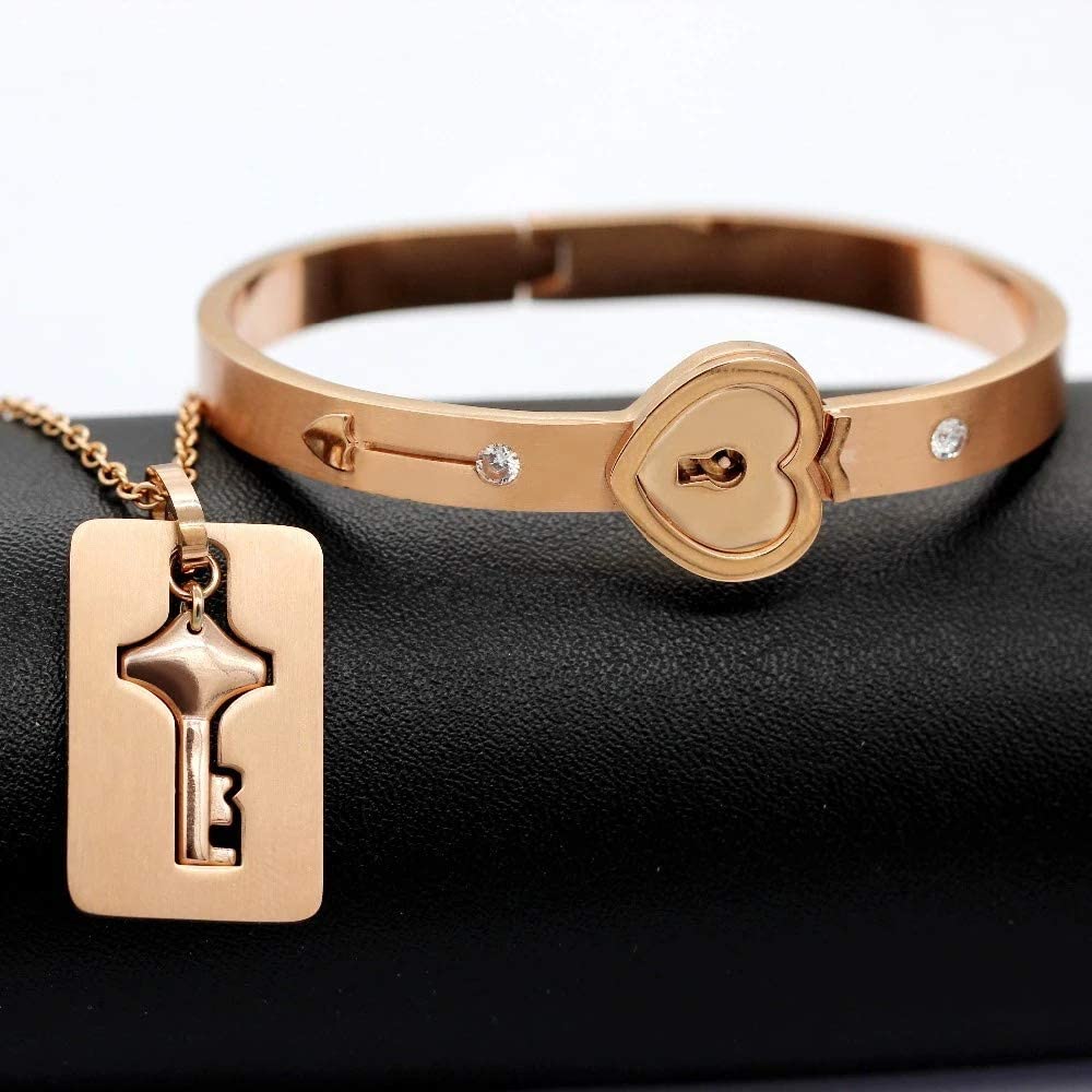 Pulsera Candado🔒 + Collar Amor Candado Llave🗝️ + CAJAREGAL🎁