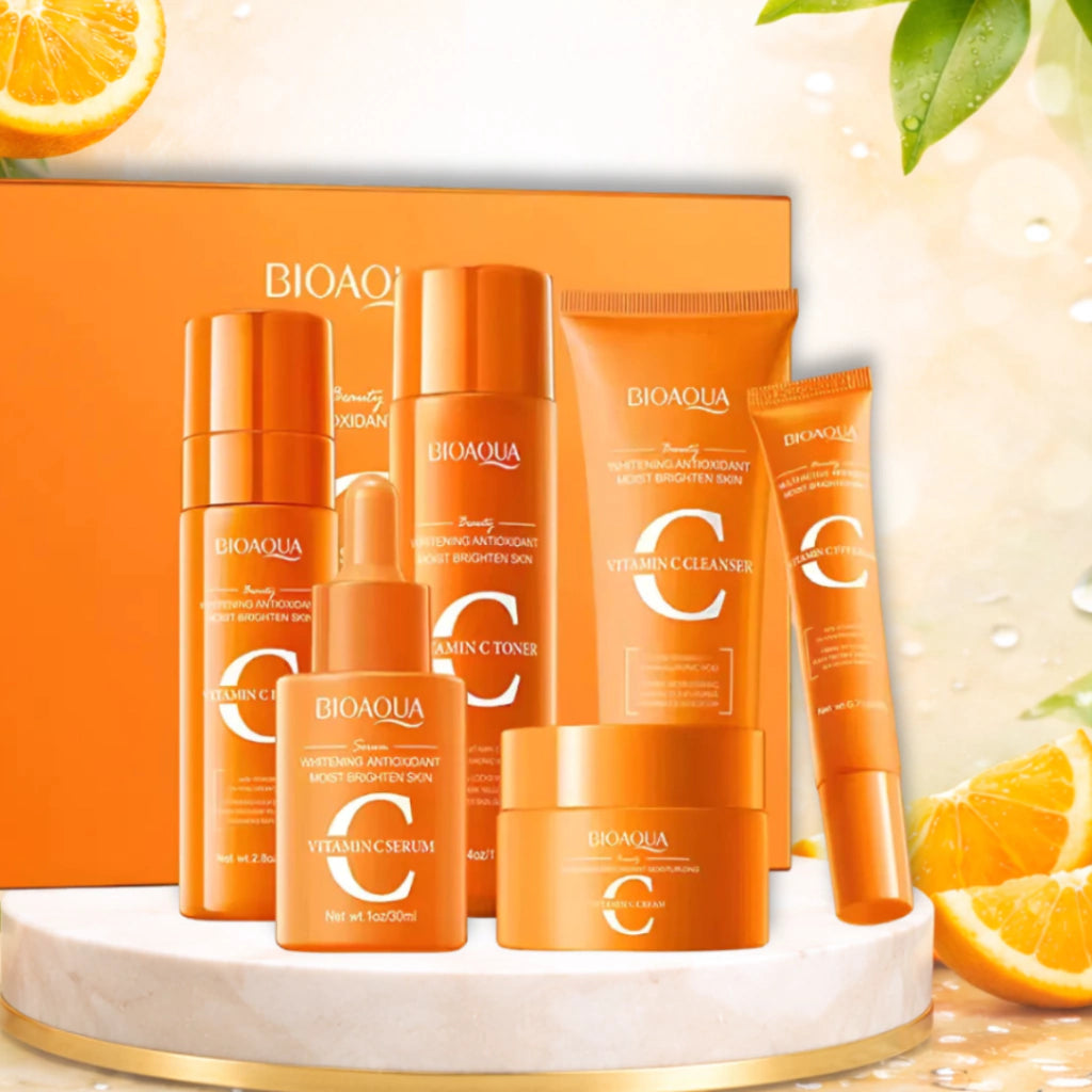 New Kit Vitamina C Bioaqua ®️🍊- Aclarante Reafirmante - Caja De Lujo x6 Productos - Cuidado Facial - SkinCare